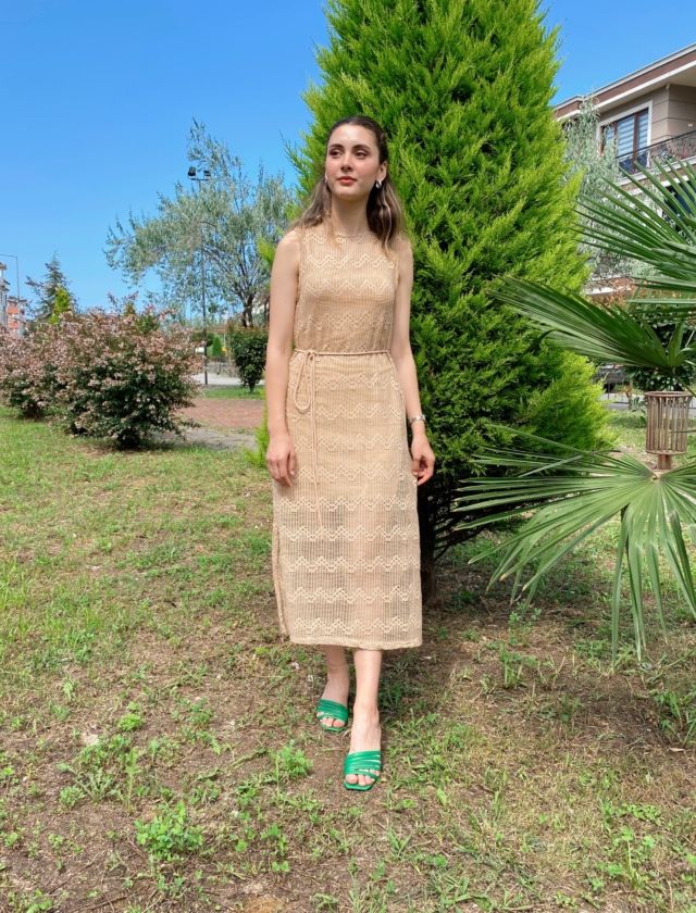 Taş Kuşaklı File Elbise