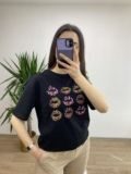Siyah Öpücük Baskılı Tshirt
