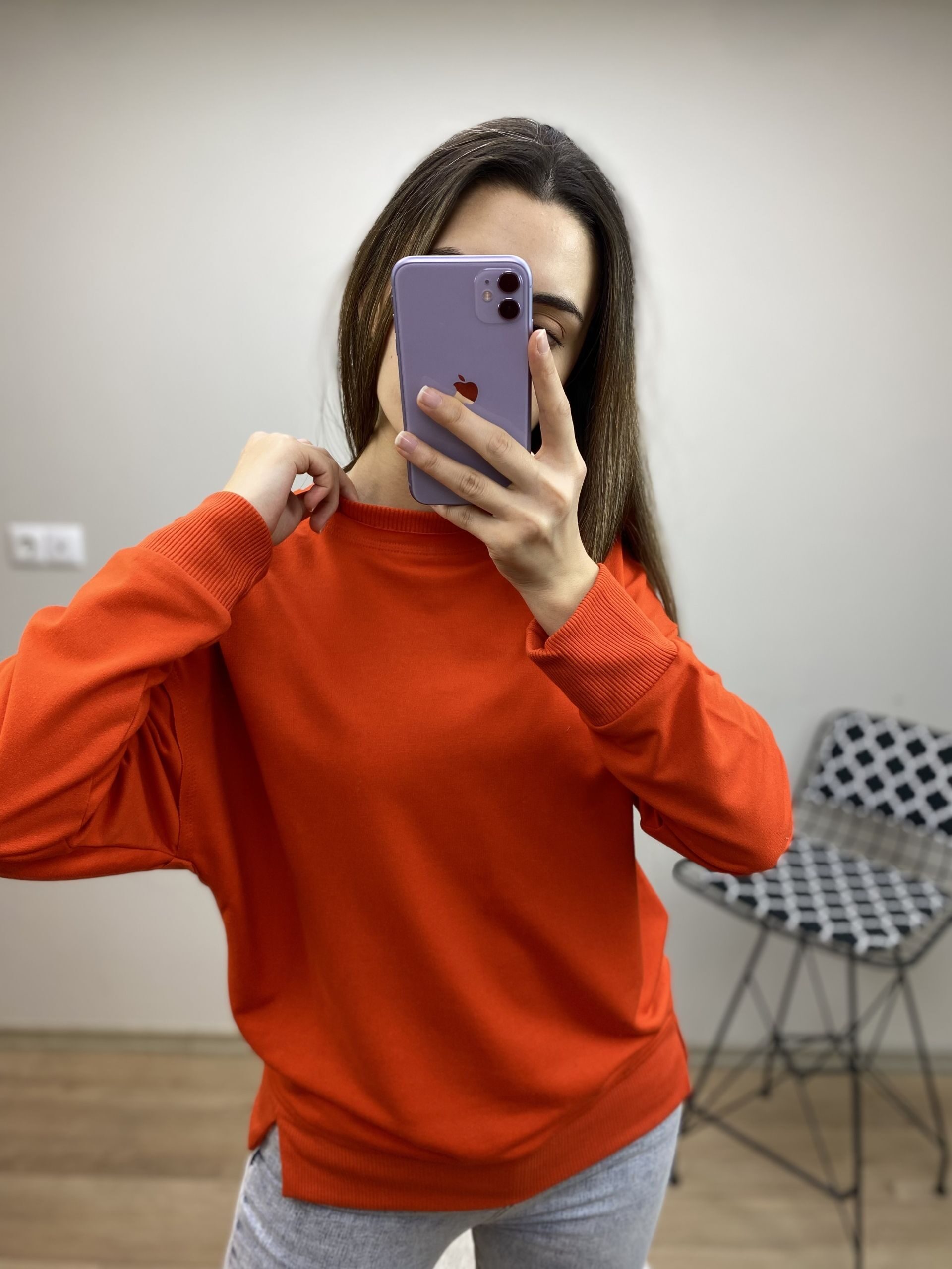 Nar Çiçeği Bisiklet Yaka Sweat - Görsel 4