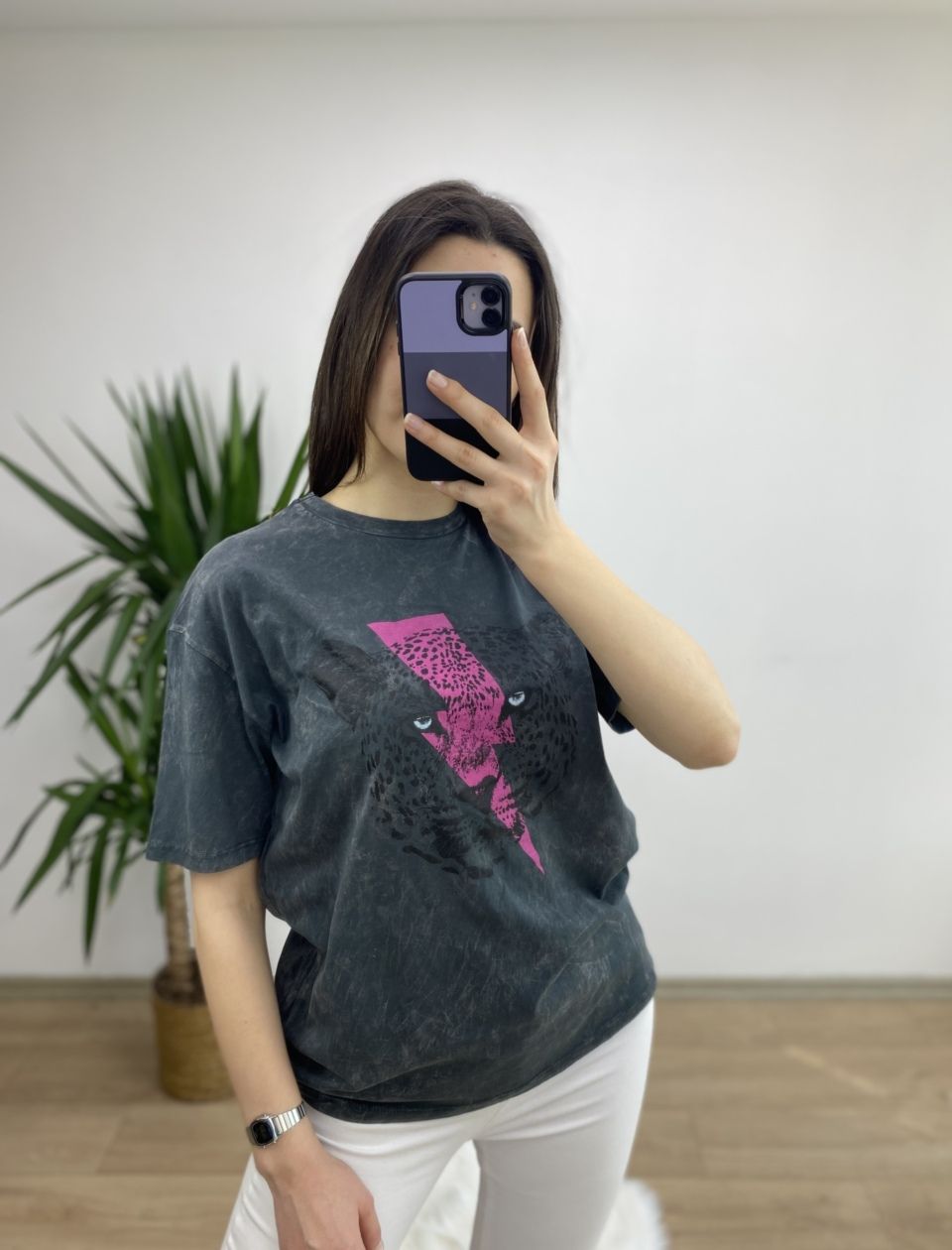 Şimşek Baskılı Füme Tshirt - Görsel 3