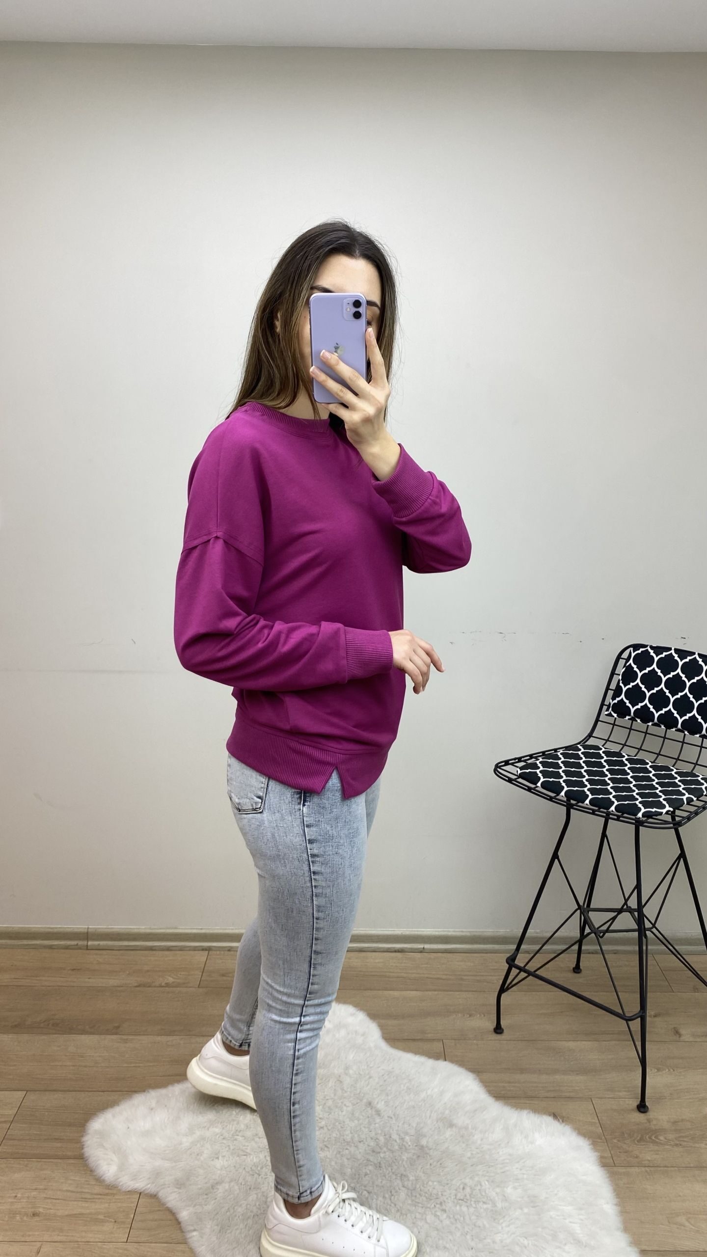 Mürdüm bisiklet yaka sweat - Görsel 2