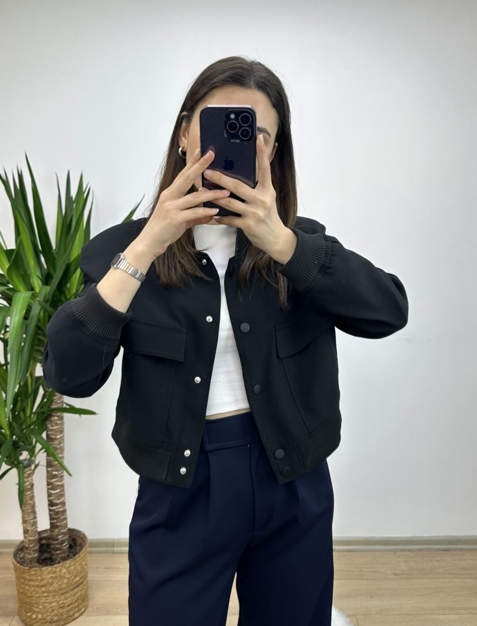 Siyah Marka Model Bomber Ceket