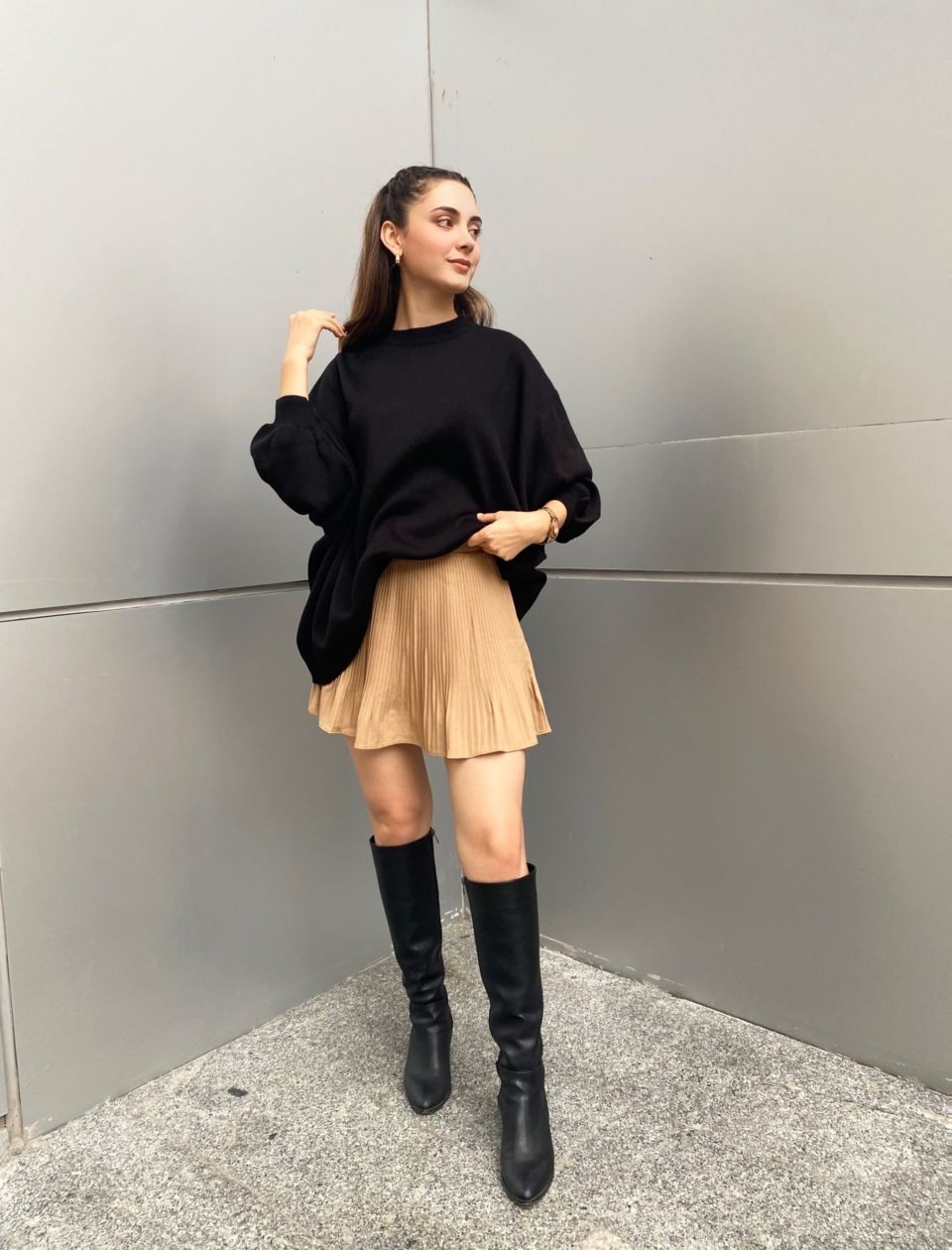 Siyah Oversize Triko Kazak