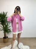 Pembe Keten Bomber Ceket
