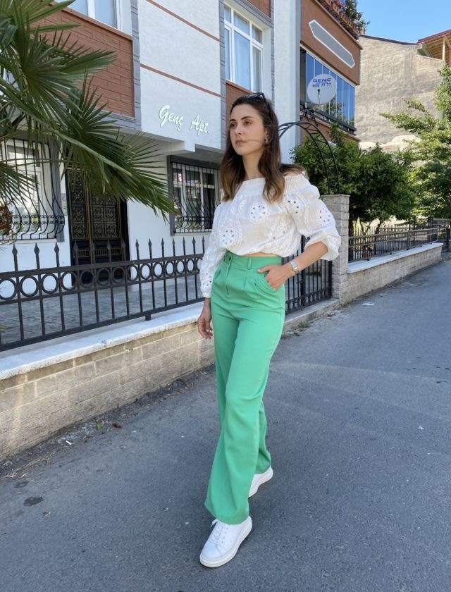 Orj marka Yeşil Palazzo Pantolon