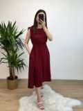 Bordo Vatkalı Basic Elbise
