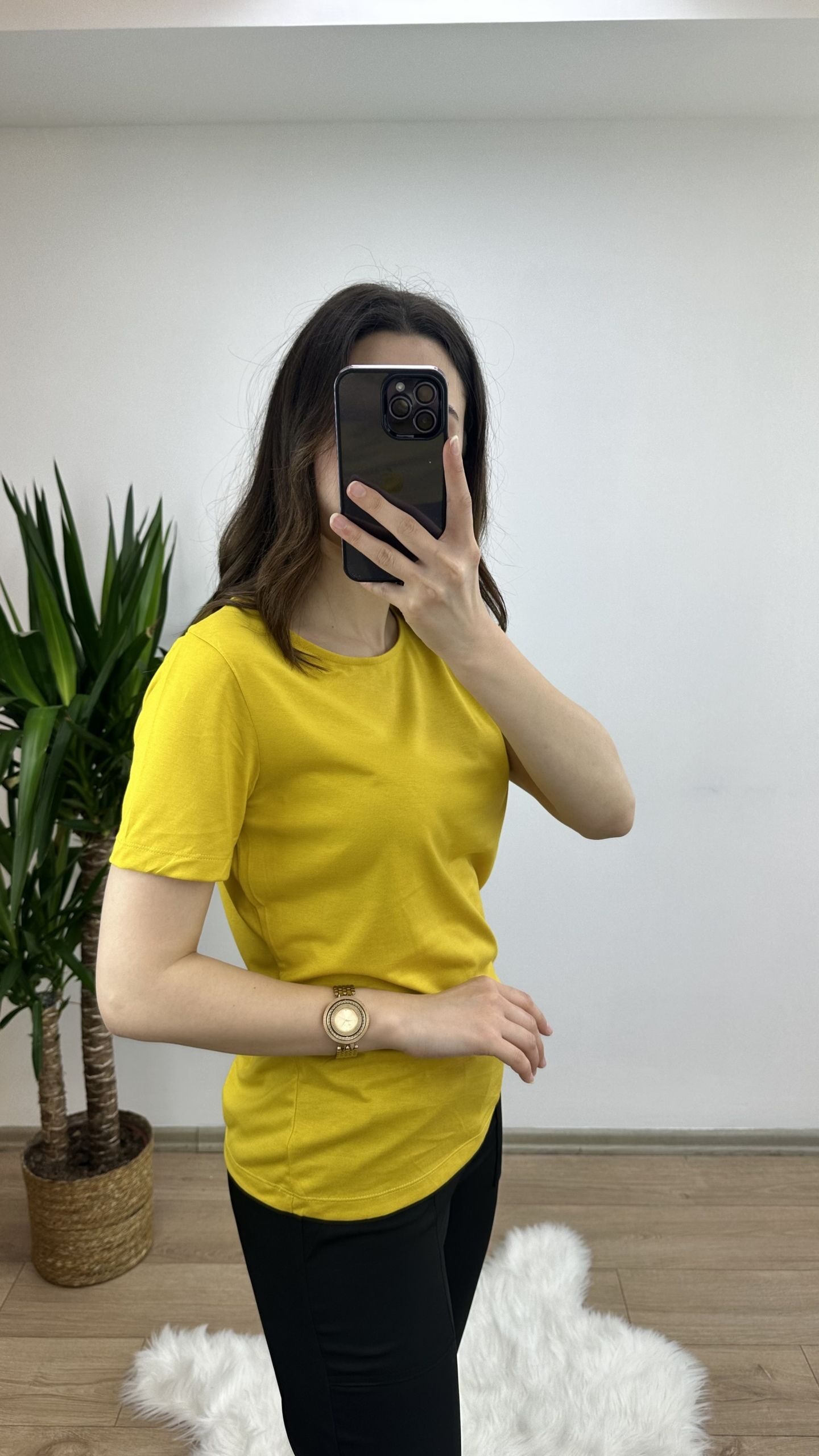 Hardal Modal Kumaş Basic Tshirt - Görsel 2