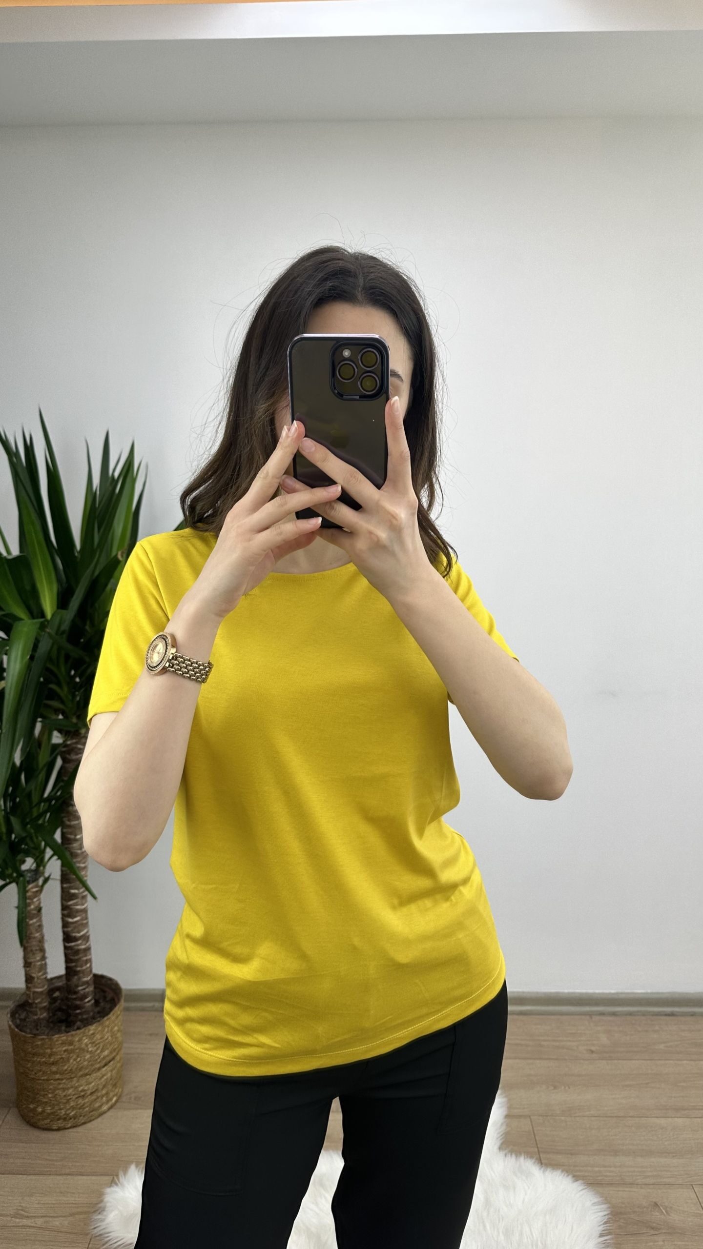 Hardal Modal Kumaş Basic Tshirt - Görsel 3