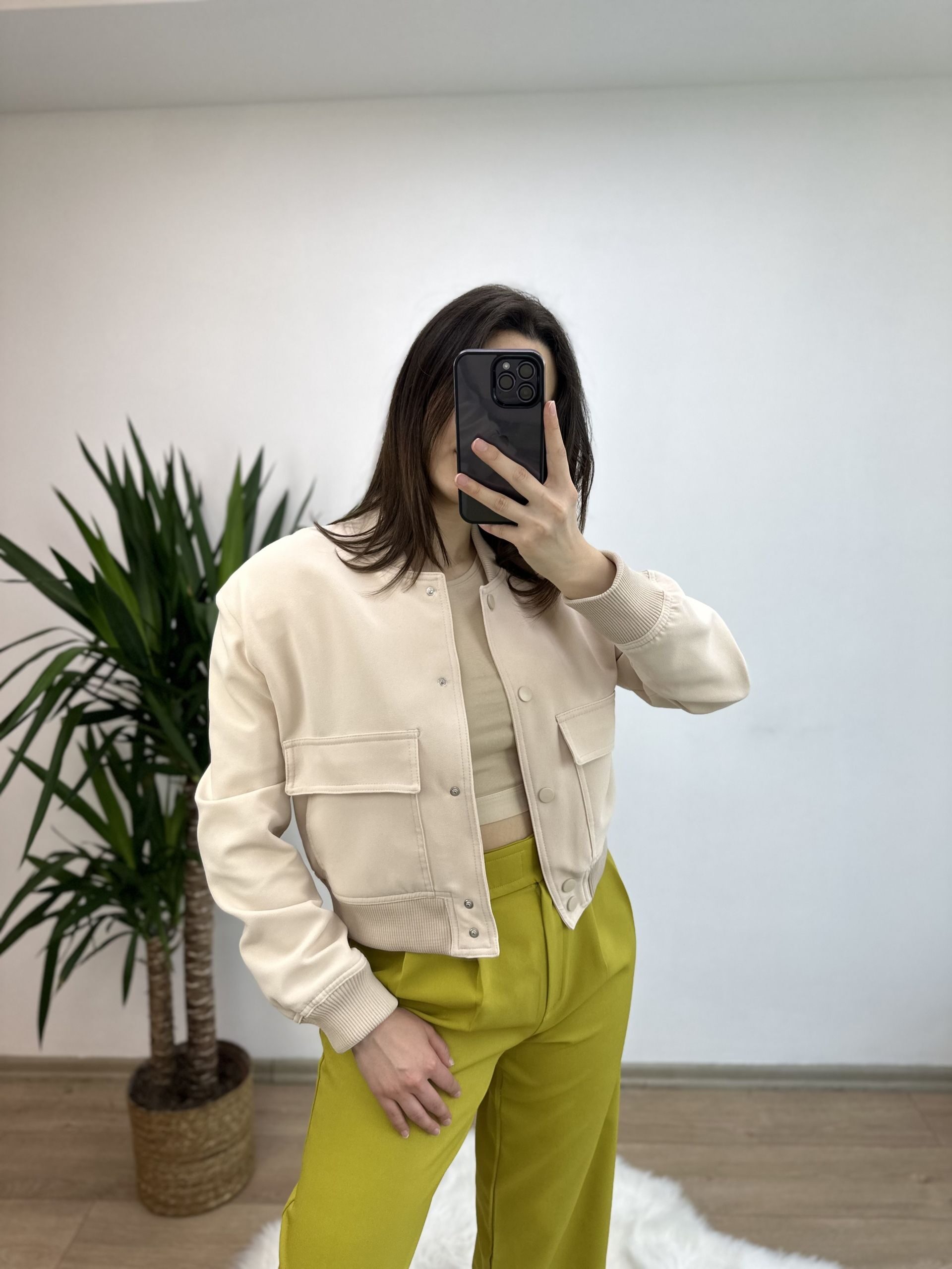 Bej Marka Model Bomber Ceket - Görsel 4