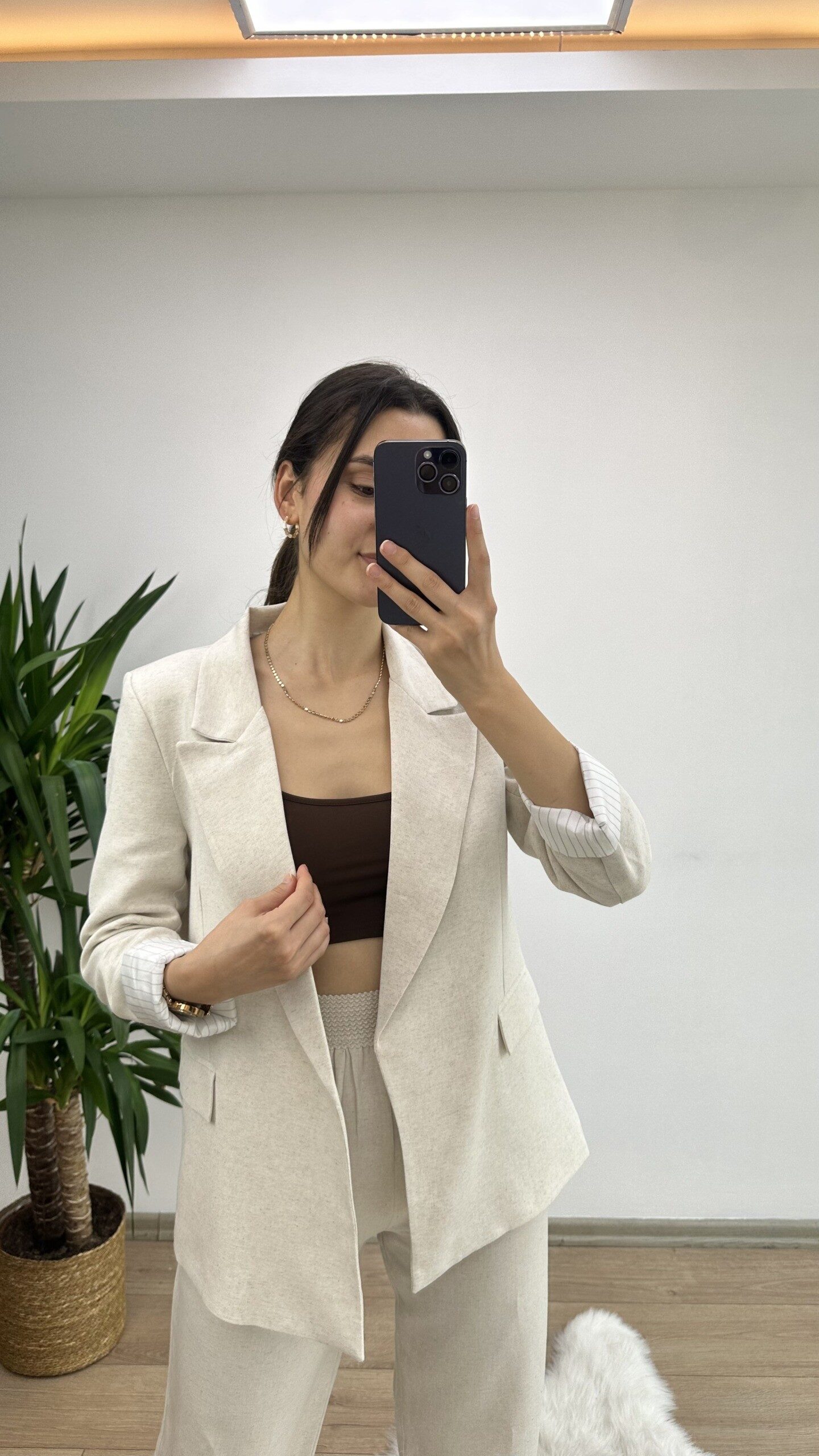 Taş Keten Blazer Ceket - Görsel 3
