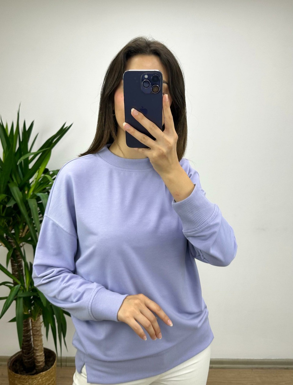 Lila Bisiklet Yaka Sweat