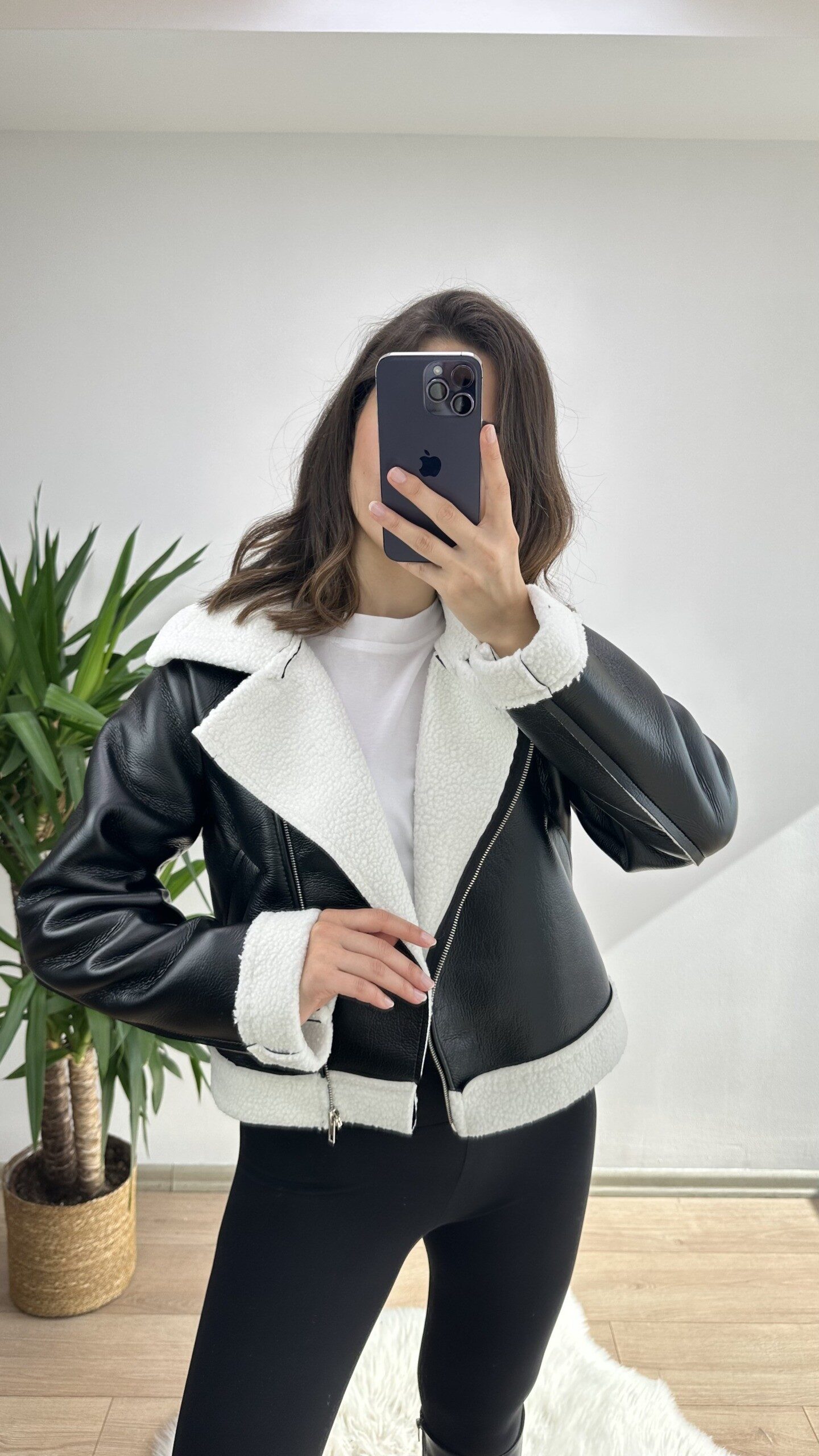 Siyah Biker Kısa Mont - Görsel 2
