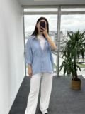 Açık Mavi Düşük Omuz Oversize Gömlek