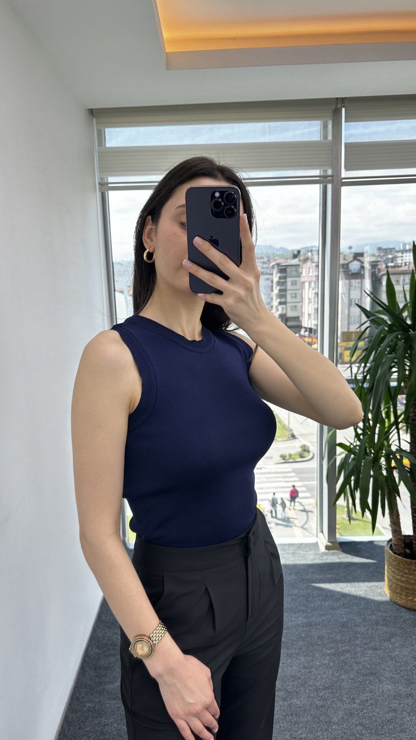 Lacivert Halter Yaka Atlet - Görsel 3